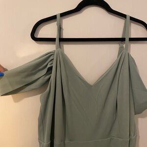 Elegant Sage Green Off-Shoulder Dress